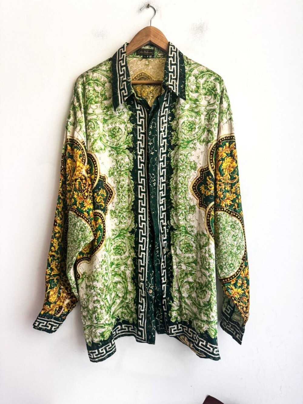 Vintage Silk Lurex Thread Detail Baroque Maximalist Men's Shirt XL